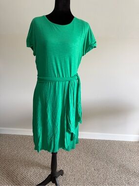 Chaps Green Slub Knit Tie Waist Dress Size S